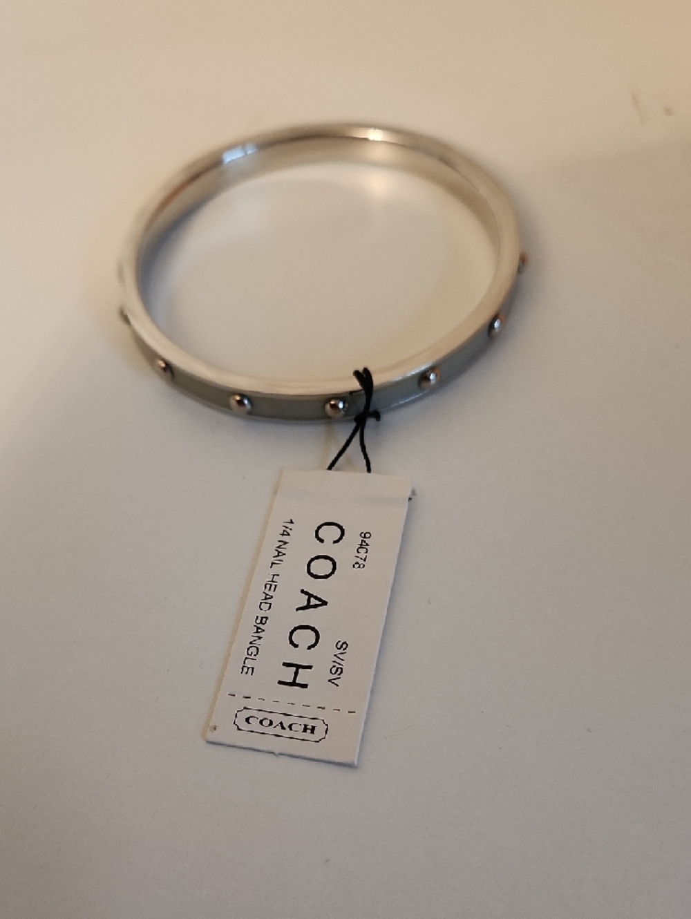 Coach Silver-Tone Studded Enamel Bangle Bracelet - Picture 5 of 6